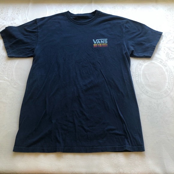 Vans Of The Wall Men’s Size M Blue T-Shirt Short Sleeves Logo Print Casual Tee - Picture 10 of 12